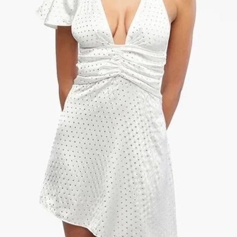 NWT WeWoreWhat Crystal Asym Dress Silky Charmeuse White